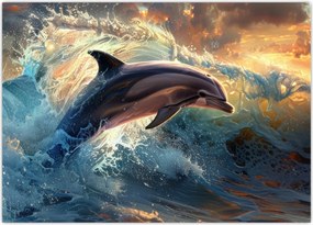 Obraz na szkle - Delfin, ilustracje (70x50 cm)