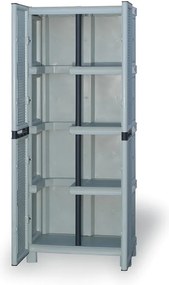 ArtPlast Plastikowa szafa gospodarcza na akcesoria do sprzątania, 700 x 390 x 1720 mm, szary