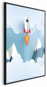 Plakat Rakieta w chmurach 21x30 cm z ramą czarną bez marginesu ARTGEIST B