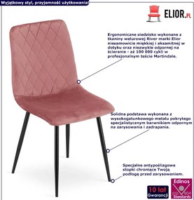 Różowe krzesło pikowane metalowe A1-T46