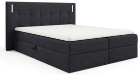 Czarne łóżko kontynentalne z pojemnikami 5 rozmiarówc P0-G23