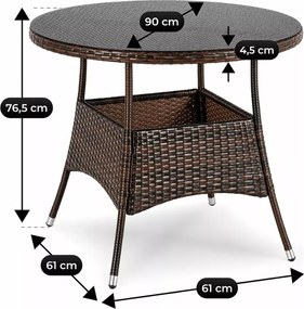 Zestaw mebli ogrodowych German technorattan brązowy/beżowy 4 fotele + stół szklany na taras ogród balkon elegancki komplet
