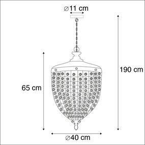 Lampa wisząca art deco kryształ złota 40cm - Cesar klasyczny/Antyczny Oswietlenie wewnetrzne