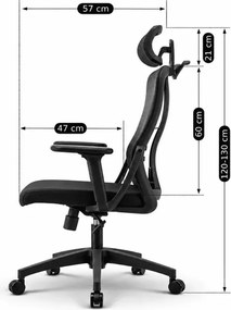 Ergonomiczny fotel burowy obrotowy Komoso – regulowany zagłówek, podłokietniki 3D