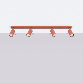 Lampa sufitowa nowoczesny Briix, stal - 4 źródło światła 4000K - L.81 x H.17 cm - ochra czerwona