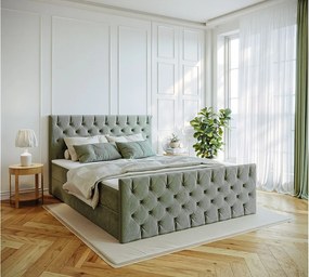 Łóżko kontynentalne z pojemnikiem Mars, tkanina Riviera, 140x200 cm, Miętowy