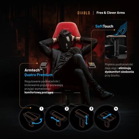 Fotel gamingowy materiałowy Diablo X-Eye Prime Normal Size, Bloody Mary