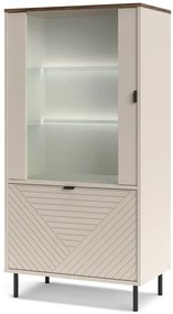 Witryna niska na nóżkach z led kaszmir + dąb castello E3-G27