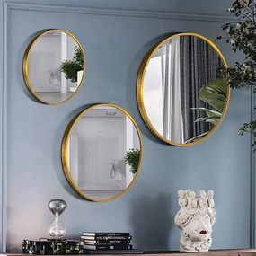 Lustro LOFT ścienne okrągłe łazienkowe do salonu sypialni loftowe Industrialne minimalistyczne : Kolor Stelaża - Złoty, Rozmiar - FI80
