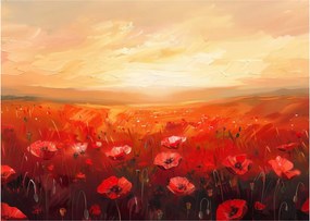Obraz na szkle - Pole maków (70x50 cm)