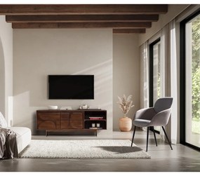 Brązowa szafka pod TV z litego drewna mango 145x55x40 cm Trisha – MOME