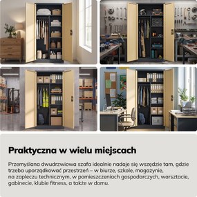 Szafa metalowa wielofunkcyjna antracytowa/orzech, 900x1850x450 mm: DAWID Eco Design