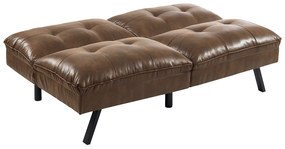 Kanapa rozkładana 3-osobowa z brązowej postarzanej mikrofibry - PEGULA II