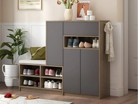 Wielofunkcyjny mebel na buty - z tapicerowanym siedziskiem - duża przestrzeń do przechowywania - Czarny