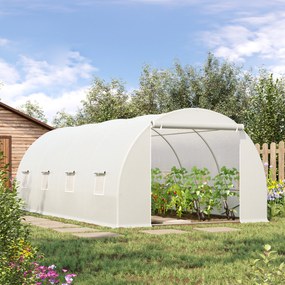 Outsunny Szklarnia Foliowa Ogrodowa Duża Biała 450x200x200cm Ochrona Roślin | Aosom PL