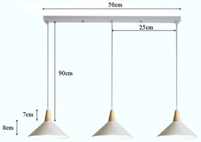 Lampa sufitowa metalowa klosz lite drewno wisząca AT33-3SZ-White