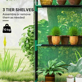 Outsunny Szklarnia z półkami, mini-szklarnia, odporna na UV, okna z siatki, drzwi na zamek błyskawiczny, 143D x 74S x 190W cm, Zielona