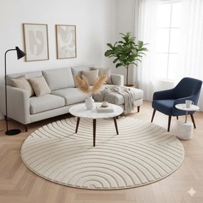 Dywan nowoczesny Art 3D Geometria kremowy 80 cm x 80 cm koło