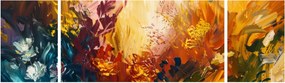 Obraz - Abstrakcyjny obraz kwiatów (170x50 cm)