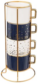 Zestaw 4 filiżanek porcelanowych na stojaku STARS, 170 ml