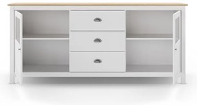 Biała niska komoda z litego drewna sosnowego 180x80 cm Misti – Marckeric