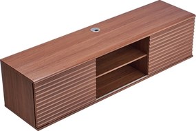 Szafka Ścienna pod TV SucceBuy Wiszący Stojak pod Telewizor, 152 cm, Konsola Multimedialna z Regulowanymi Półkami i Przesuwanymi Drzwiami, 2-Poziomowy Regał