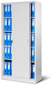 Biurowa szafa metalowa z drzwiami przesuwnymi KUBA, 900 x 1850 x 400 mm, szara