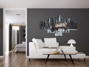 Obraz - jeleń zimą (125x70 cm)