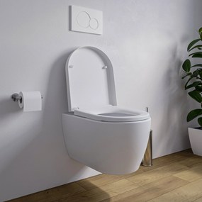 Miska WC wisząca bezkołnierzowa NT2038Deska wolnoopadająca Soft-Close - Wersja krótka