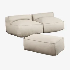 Dwuczęściowa Modułowa Sofa I Pufa Do Mebli Ogrodowych Dojans Kremowa Semoline - Sklum
