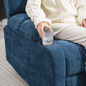 HOMCOM Fotel Relax z podnóżkiem, leżak obrotowy, do 150 kg, konstrukcja stalowa, 88x96x108cm, Granatowy