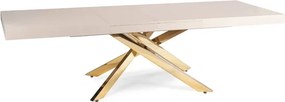 Stół Prostokątny Rozkładany HAMPTON 160-240 cm Kaszmir/Złoty do Jadalni Glamour