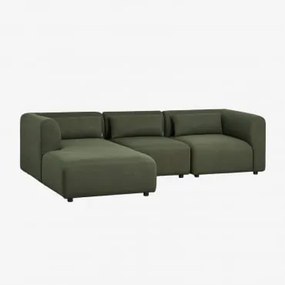 Sofa Modułowa Fogler 3-częściowa, Lewa, Z Leżanką Chenille Salvia Zieleń - Sklum