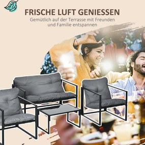 Kanapa zewnętrzna Outsunny stalowa 114x70x67cm szara + czarna - Salon ogrodowy meble ogrodowe | Aosom PL