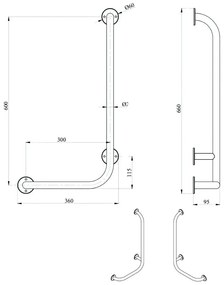 Uchwyt łazienkowy kątowy prawy czarny