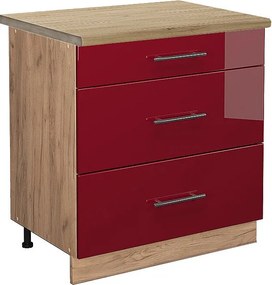Szafka dolna do kuchni bordowa czerwień wysoki połysk 80x60x82 fame-line