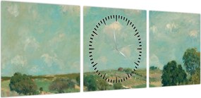 Obraz - Alfred Sisley,  Meadow, reprodukcje (z zegarem) (90x30 cm)