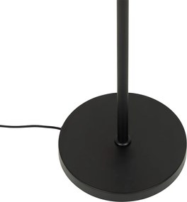 Designerska lampa podłogowa czarna ze złotem i dymionym szkłem - Kyan