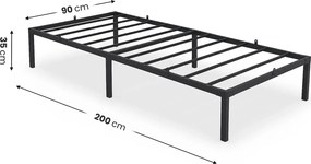 Czarne metalowe łóżko pojedyncze 90x200 cm N3-T95