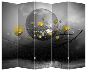 Parawan - Złota abstrakcyjna kula (210x170 cm)