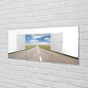 Panel Szklany Pole droga drzwi 3d