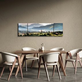 Obraz - wieś we mgle (170x50 cm)