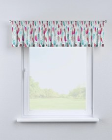 Lambrekin na taśmie marszczącej kolor niebieski tkanina wzorzysta