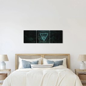 Obraz - Neonowy trójkąt w dżungli (z zegarem) (90x30 cm)