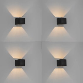 Zestaw 4 nowoczesnych lamp ściennych czarnych - Transfer