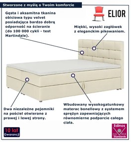 Beżowe łóżko kontynentalne z pojemnikiem 6 rozmiarów G0-S02