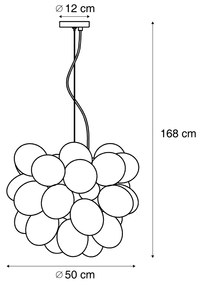 Lampa wisząca Art Deco złota ze szkłem tęczowym 50 cm 8-punktowa - Uvas ArtDeco Oswietlenie wewnetrzne