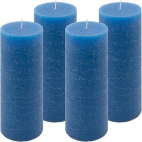 Zestaw świec rustykalnych, 20 cm, Ø 7,5 cm, niebieski, 4 szt