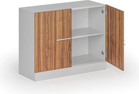 Metalowa szafa z drewnianymi drzwiami, demontowana, 800 x 1000 x 400 mm, orzech