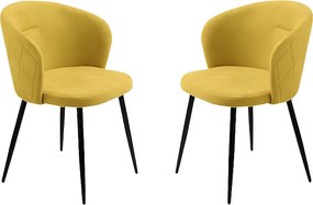 Komplet 2 krzeseł do jadalni "Claris" w kolorze żółtym, tapicerowane tkaniną, 56x55 cm, 78h